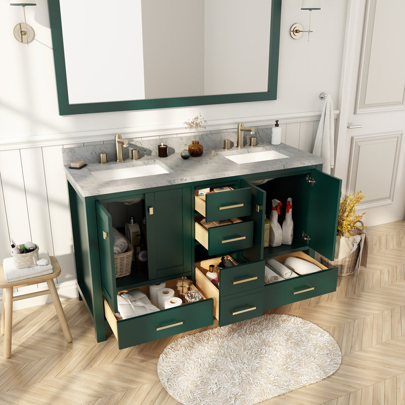 CASAINC Dreamway 60" W Double Bathroom Vanity Solid Wood Vanities With ...